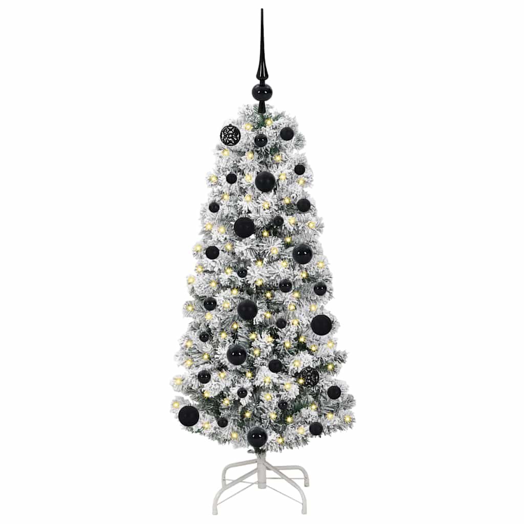Kunstigt Hinged Juletræ med 150 LED'er Grøn og Hvid 120 cm