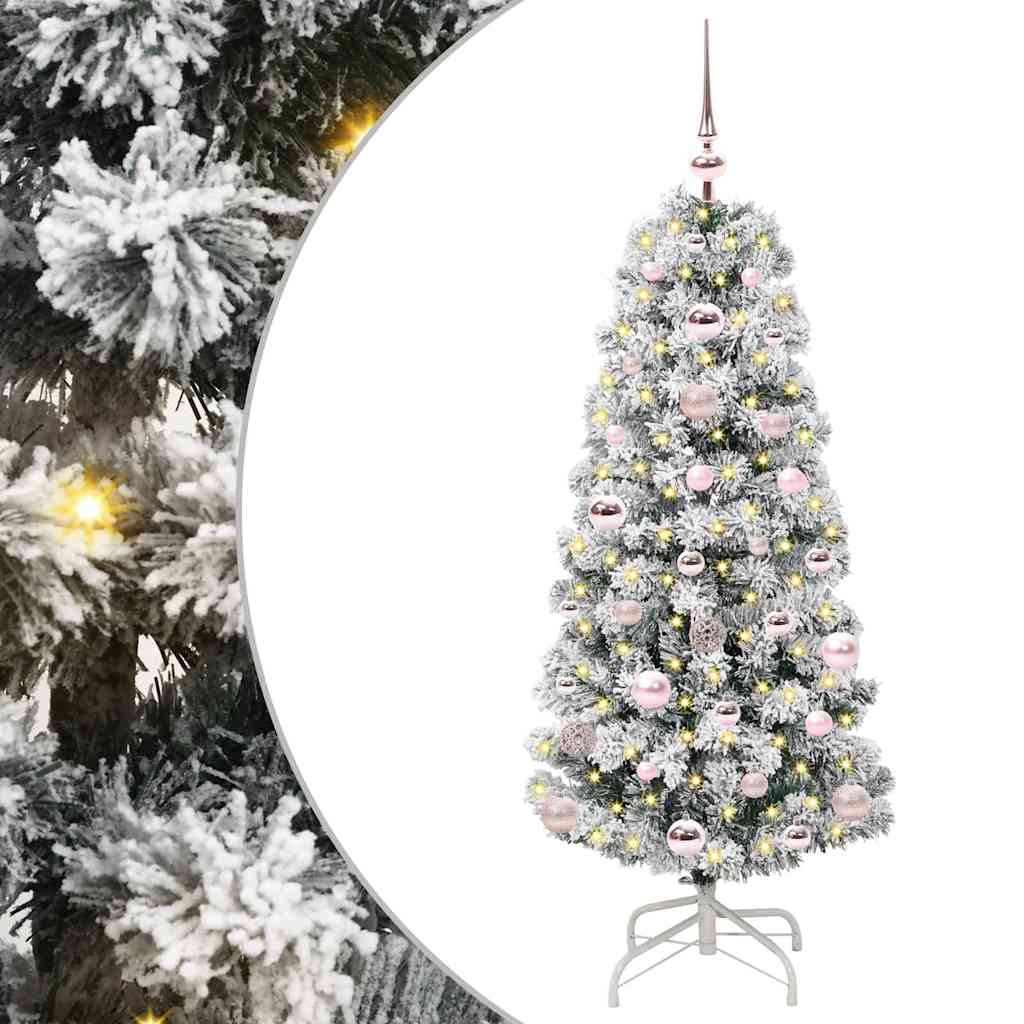Kunstigt Hinged Juletræ med 150 LED'er Grøn og Hvid 120 cm