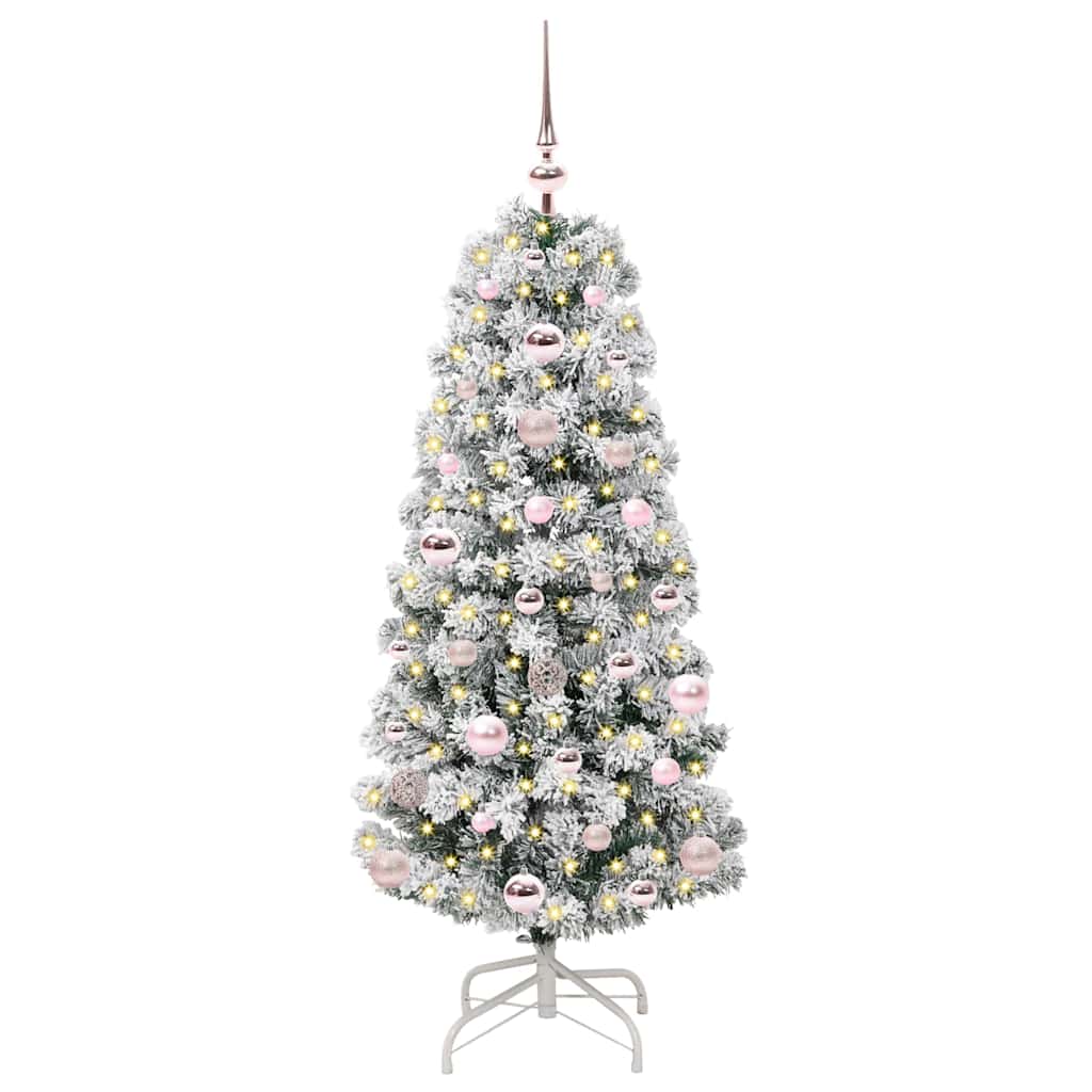 Kunstigt Hinged Juletræ med 150 LED'er Grøn og Hvid 120 cm