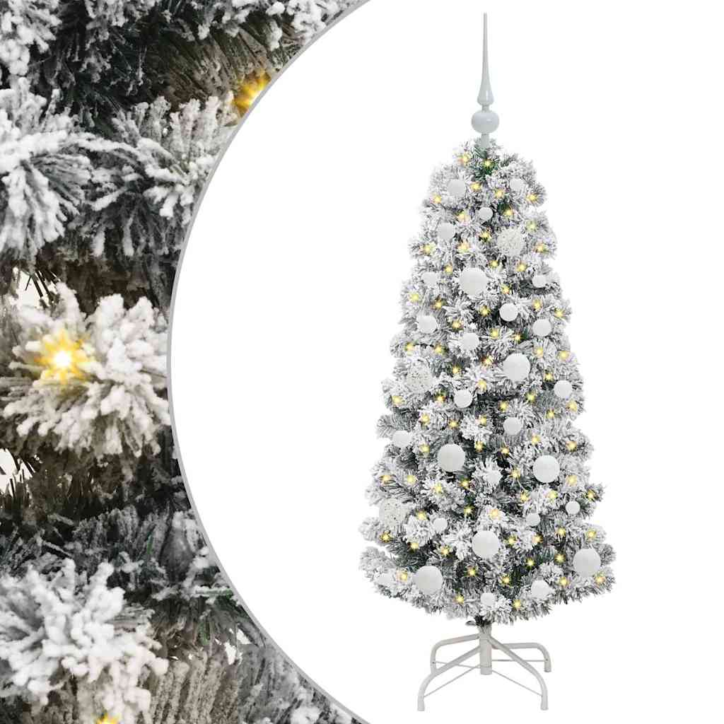 Kunstigt Hinged Juletræ med 150 LED'er Grøn og Hvid 120 cm