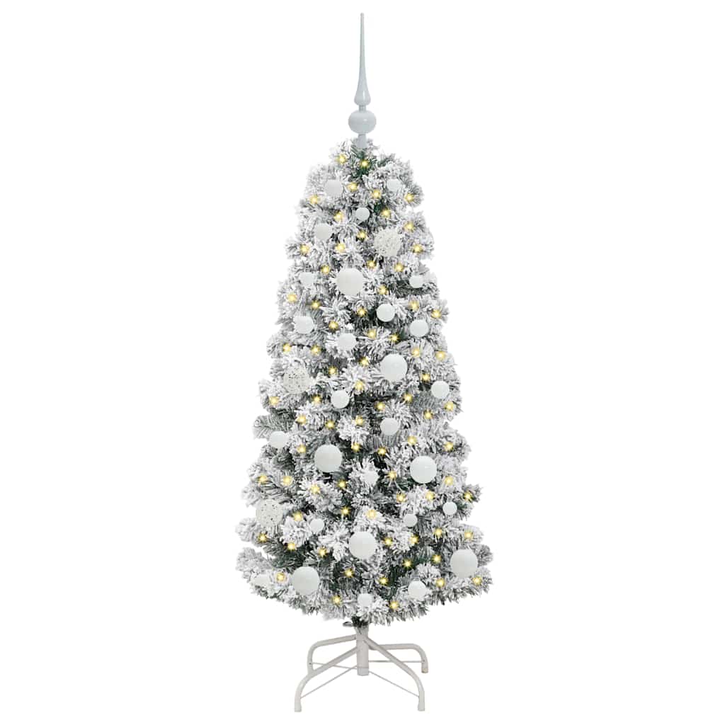 Kunstigt Hinged Juletræ med 150 LED'er Grøn og Hvid 120 cm