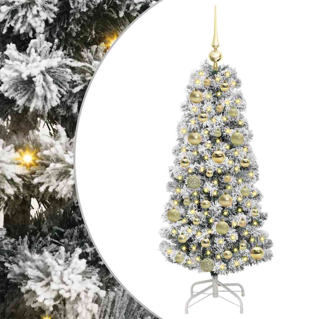 Kunstigt Hinged Juletræ med 150 LED'er Grøn og Hvid 120 cm