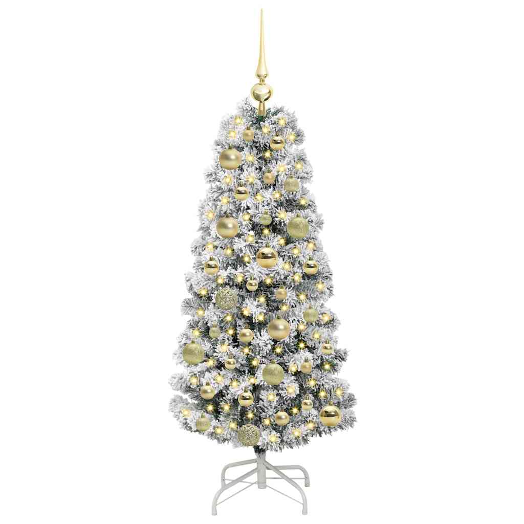 Kunstigt Hinged Juletræ med 150 LED'er Grøn og Hvid 120 cm