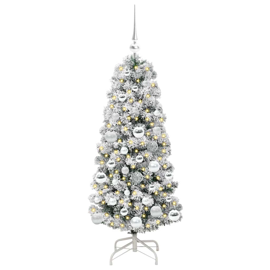 Kunstigt Hinged Juletræ med 150 LED'er Grøn og Hvid 120 cm