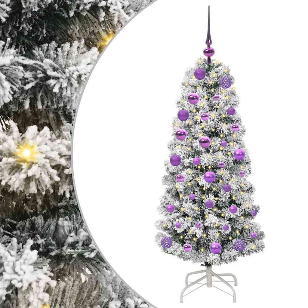 Kunstigt Hinged Juletræ med 150 LED'er Grøn og Hvid 120 cm
