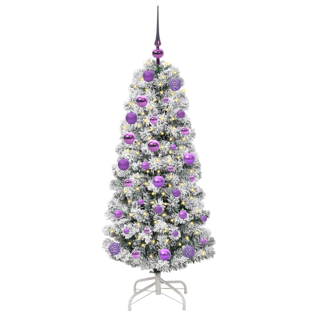 Kunstigt Hinged Juletræ med 150 LED'er Grøn og Hvid 120 cm