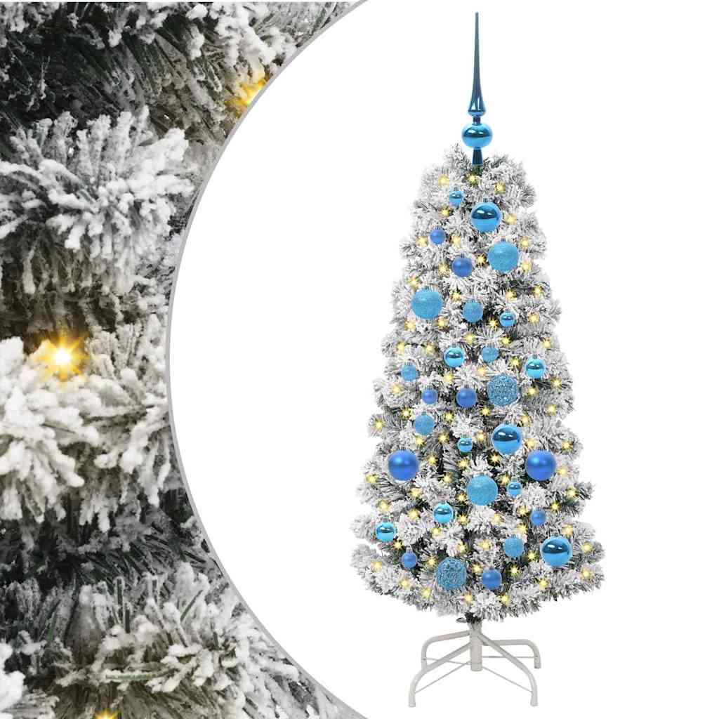 Kunstigt Hinged Juletræ med 150 LED'er Grøn og Hvid 120 cm