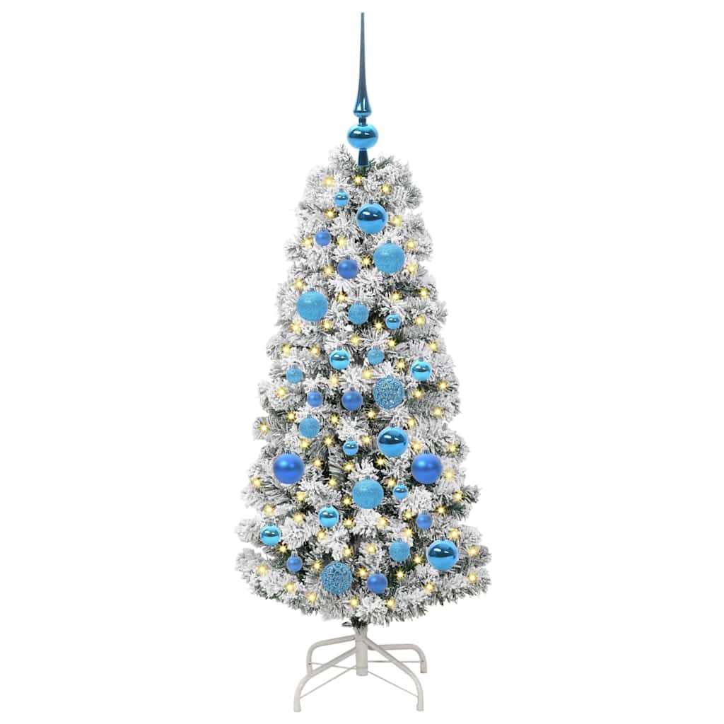 Kunstigt Hinged Juletræ med 150 LED'er Grøn og Hvid 120 cm