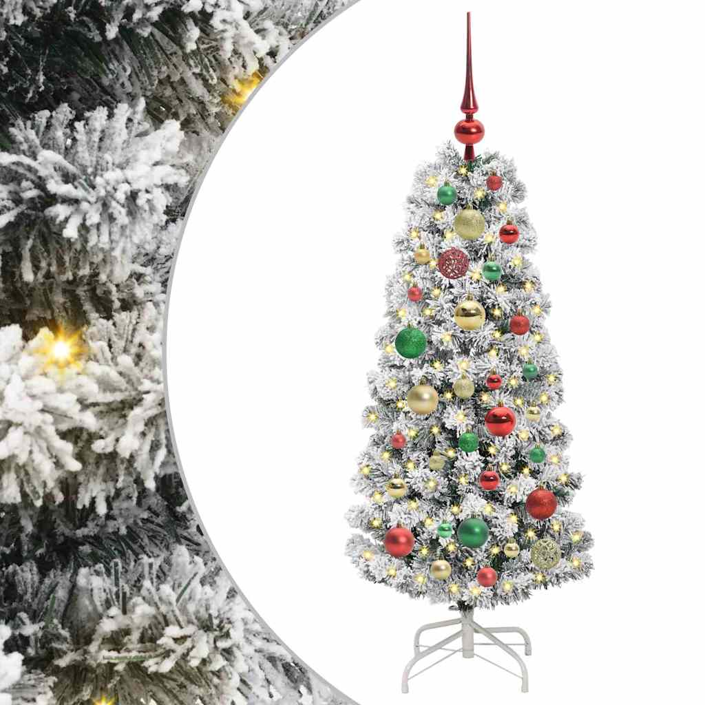 Kunstigt Hinged Juletræ med 150 LED'er Grøn og Hvid 120 cm