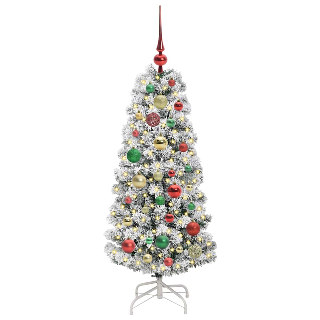 Kunstigt Hinged Juletræ med 150 LED'er Grøn og Hvid 120 cm