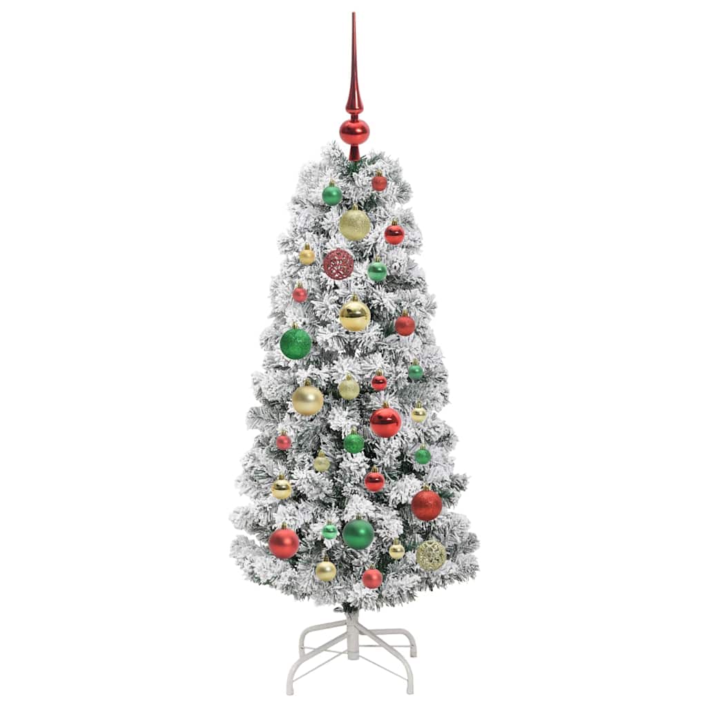 Kunstigt Hinged Juletræ med 150 LED'er Grøn og Hvid 120 cm