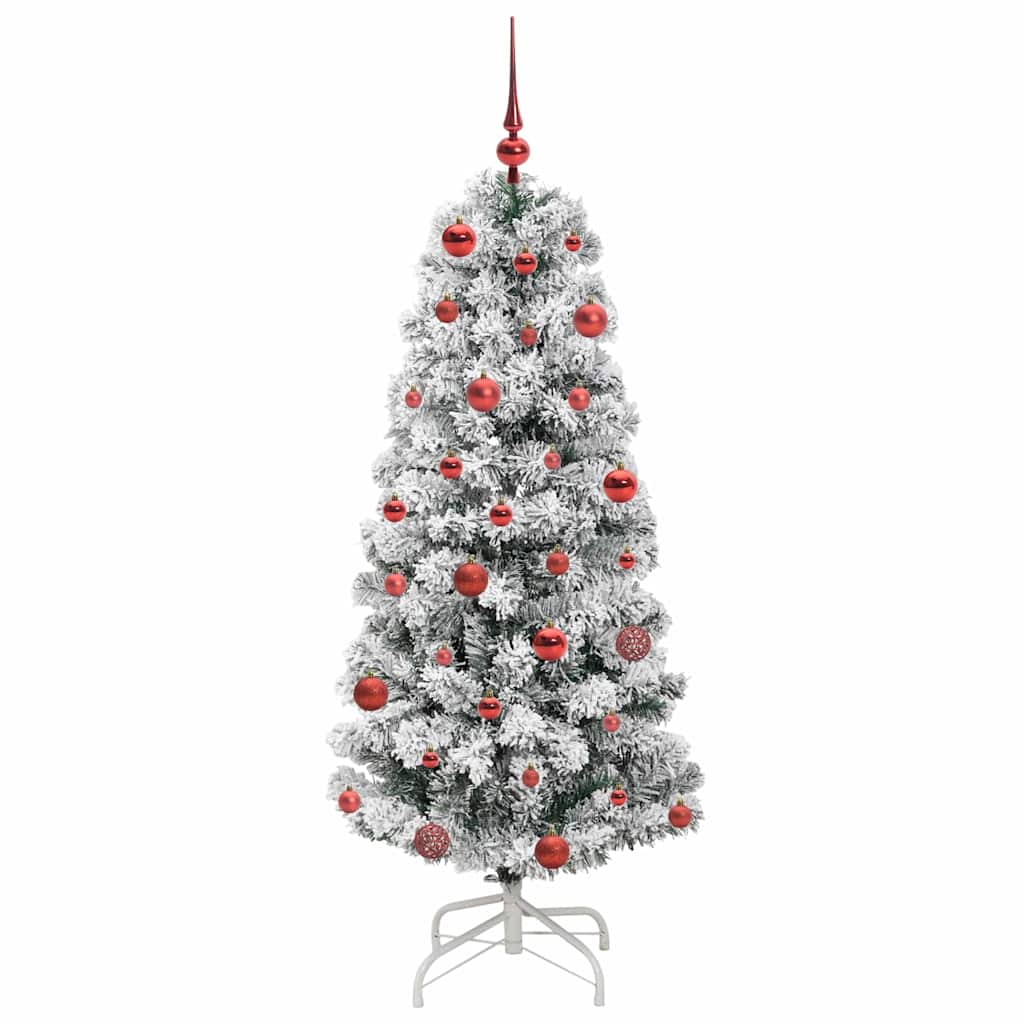 Kunstigt Hinged Juletræ med 150 LED'er Grøn og Hvid 150 cm