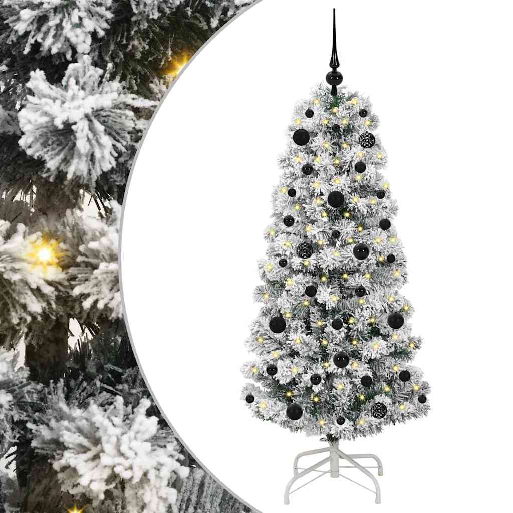 Kunstigt Hinged Juletræ med 150 LED'er Grøn og Hvid 150 cm