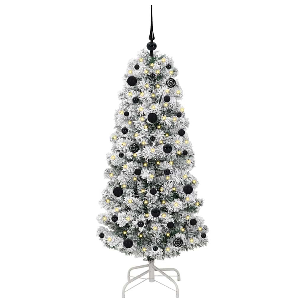 Kunstigt Hinged Juletræ med 150 LED'er Grøn og Hvid 150 cm