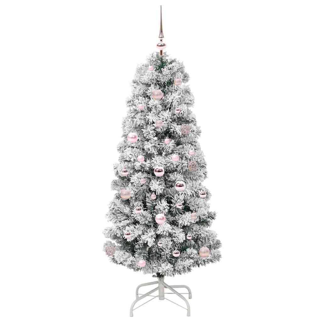 Kunstigt Hinged Juletræ med 150 LED'er Grøn og Hvid 150 cm