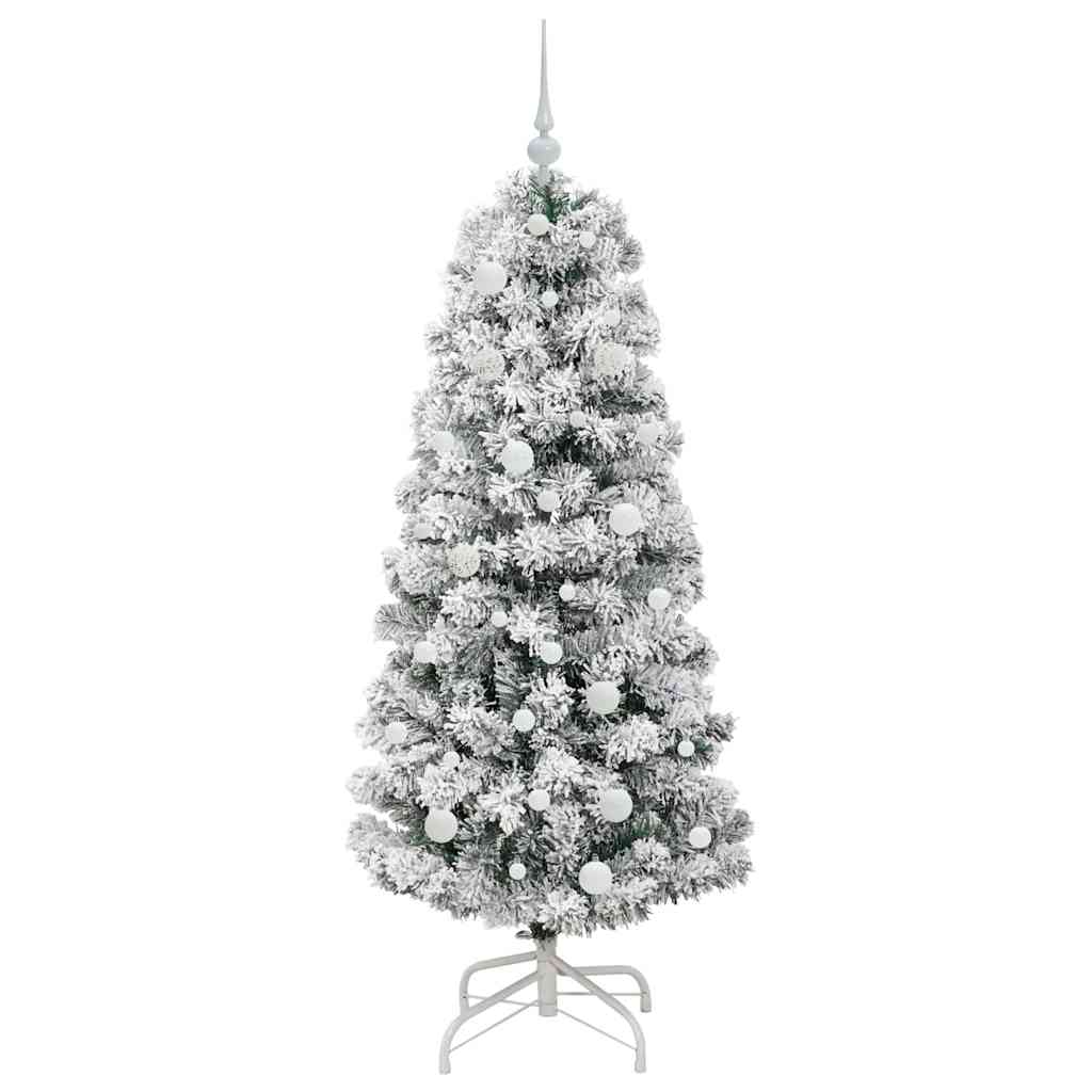 Kunstigt Hinged Juletræ med 150 LED'er Grøn og Hvid 150 cm