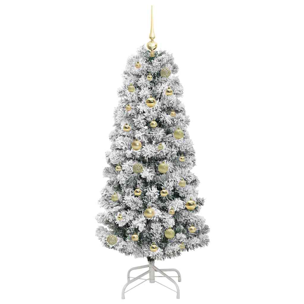 Kunstigt Hinged Juletræ med 150 LED'er Grøn og Hvid 150 cm