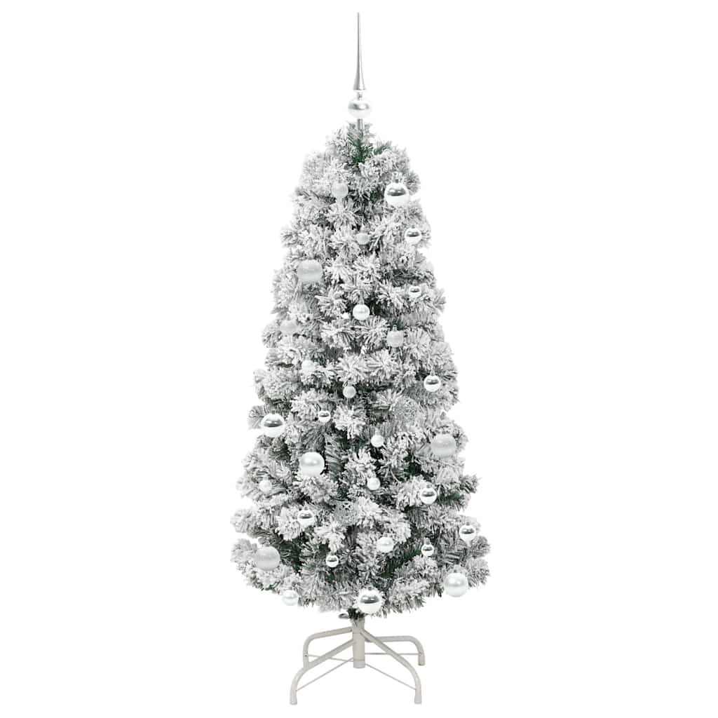 Kunstigt Hinged Juletræ med 150 LED'er Grøn og Hvid 150 cm