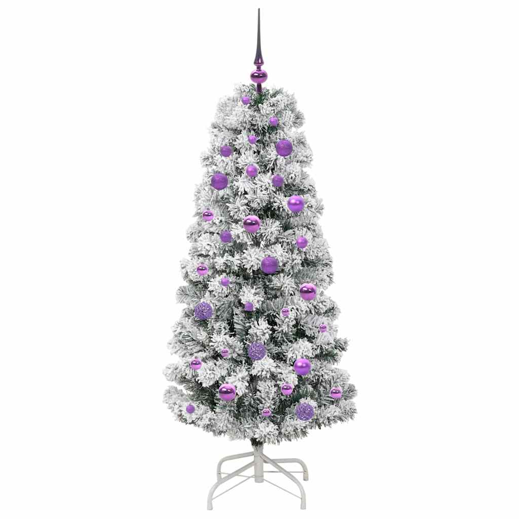 Kunstigt Hinged Juletræ med 150 LED'er Grøn og Hvid 150 cm