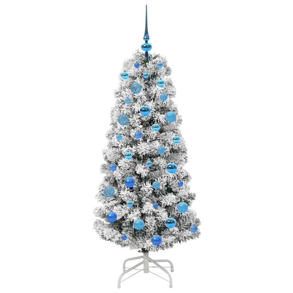 Kunstigt Hinged Juletræ med 150 LED'er Grøn og Hvid 150 cm