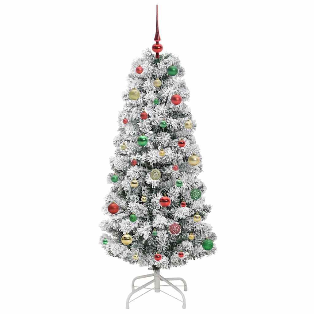 Kunstigt Hinged Juletræ med 150 LED'er Grøn og Hvid 150 cm