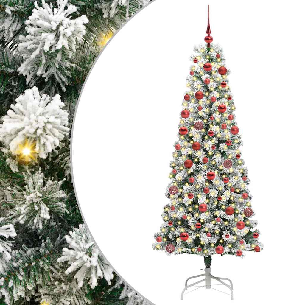 Kunstigt Hinged Juletræ med 300 LED'er Grøn og Hvid 180 cm