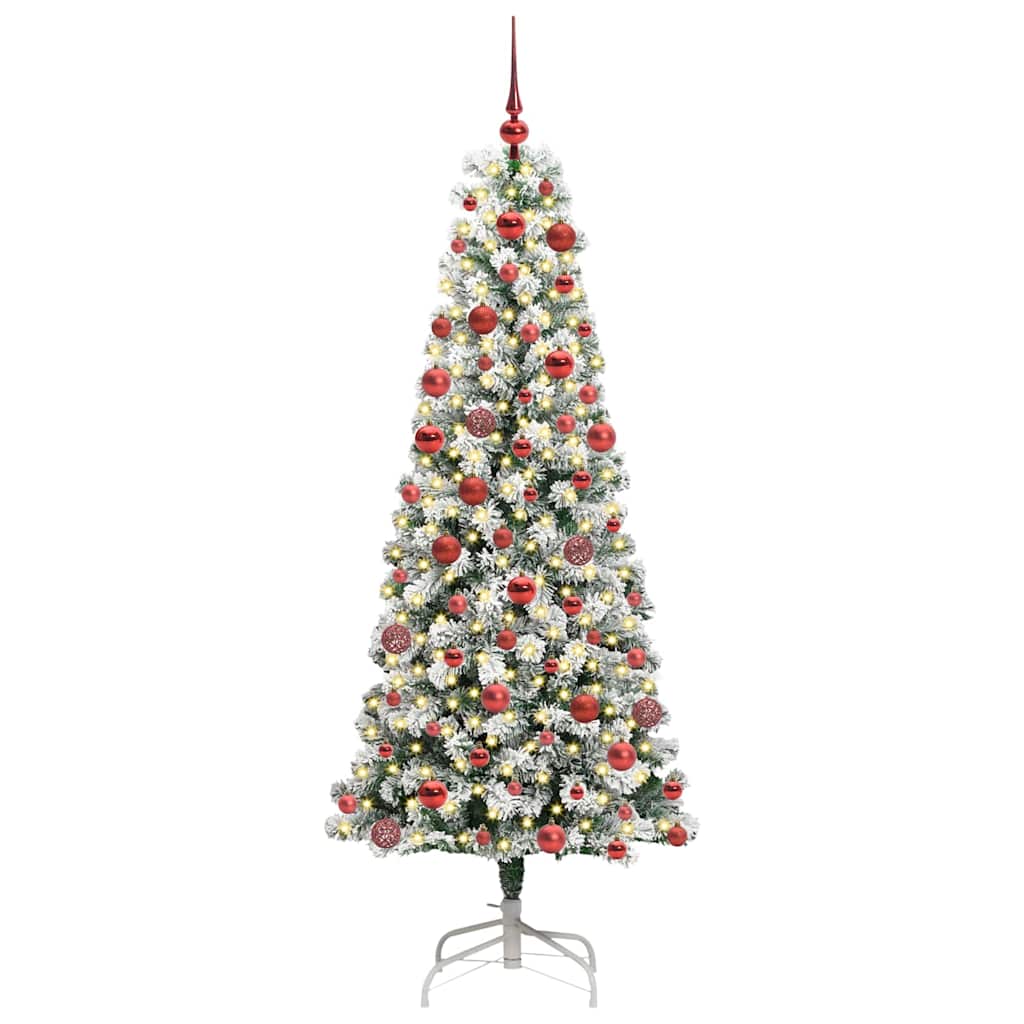 Kunstigt Hinged Juletræ med 300 LED'er Grøn og Hvid 180 cm