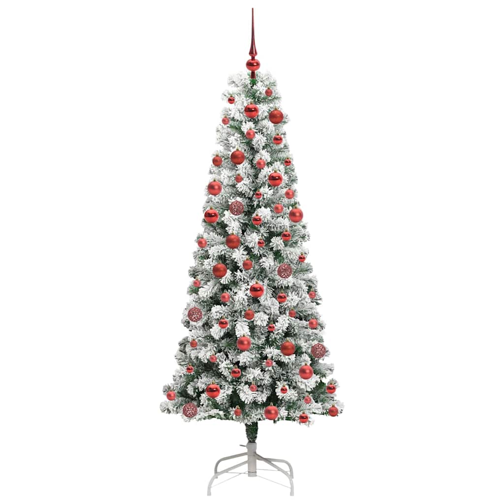 Kunstigt Hinged Juletræ med 300 LED'er Grøn og Hvid 180 cm