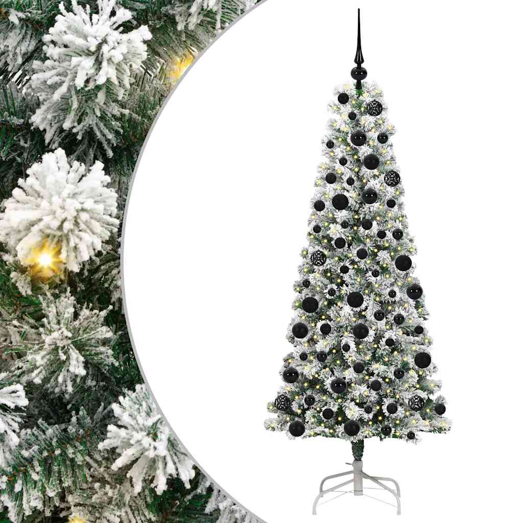 Kunstigt Hinged Juletræ med 300 LED'er Grøn og Hvid 180 cm