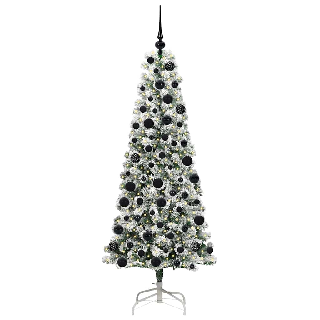 Kunstigt Hinged Juletræ med 300 LED'er Grøn og Hvid 180 cm