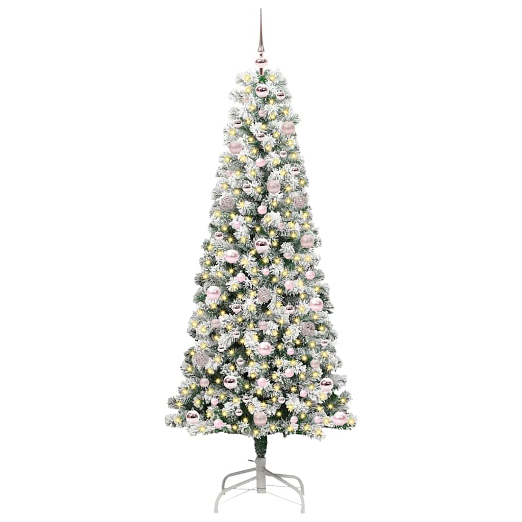 Kunstigt Hinged Juletræ med 300 LED'er Grøn og Hvid 180 cm