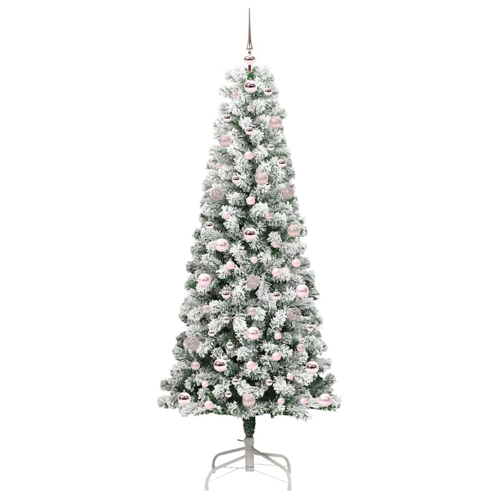 Kunstigt Hinged Juletræ med 300 LED'er Grøn og Hvid 180 cm
