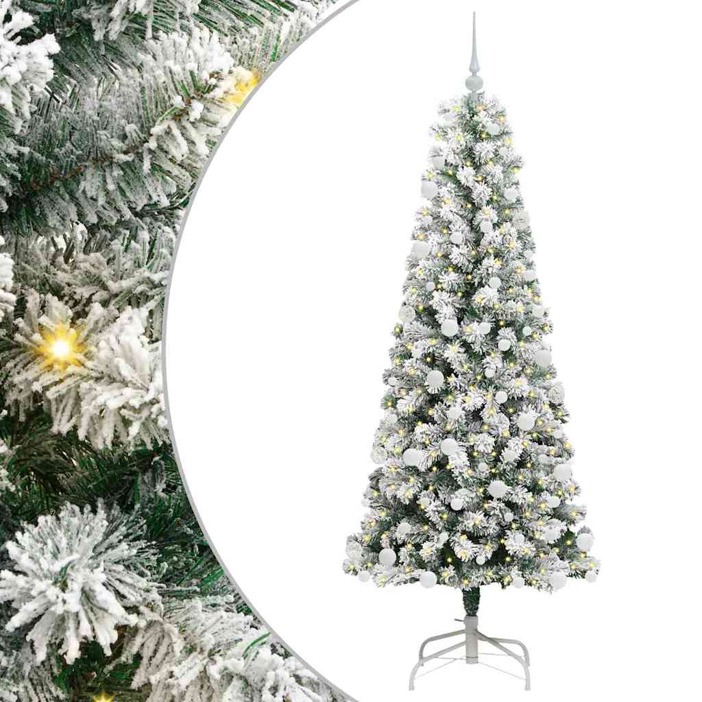Kunstigt Hinged Juletræ med 300 LED'er Grøn og Hvid 180 cm