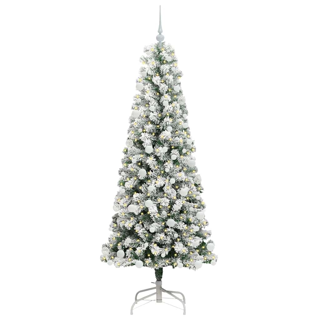 Kunstigt Hinged Juletræ med 300 LED'er Grøn og Hvid 180 cm