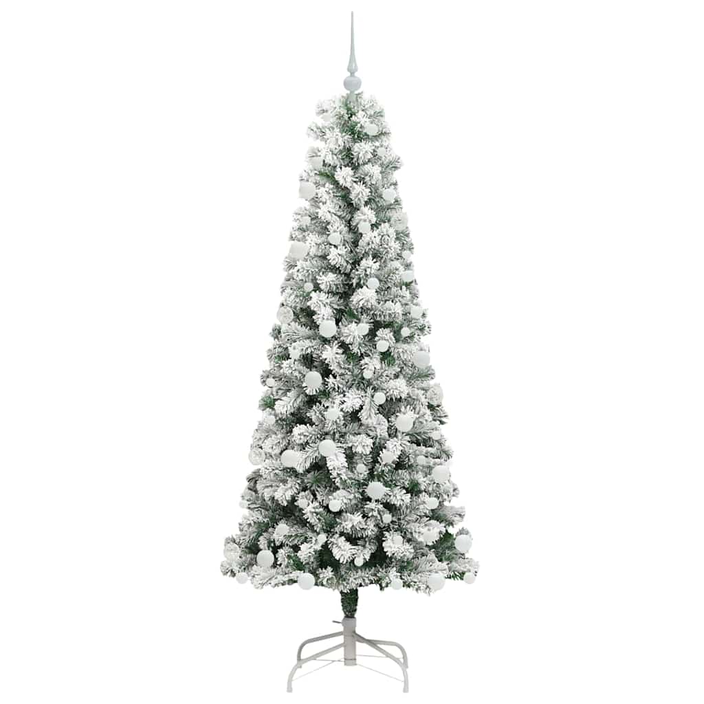 Kunstigt Hinged Juletræ med 300 LED'er Grøn og Hvid 180 cm