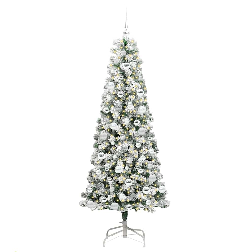 Kunstigt Hinged Juletræ med 300 LED'er Grøn og Hvid 180 cm
