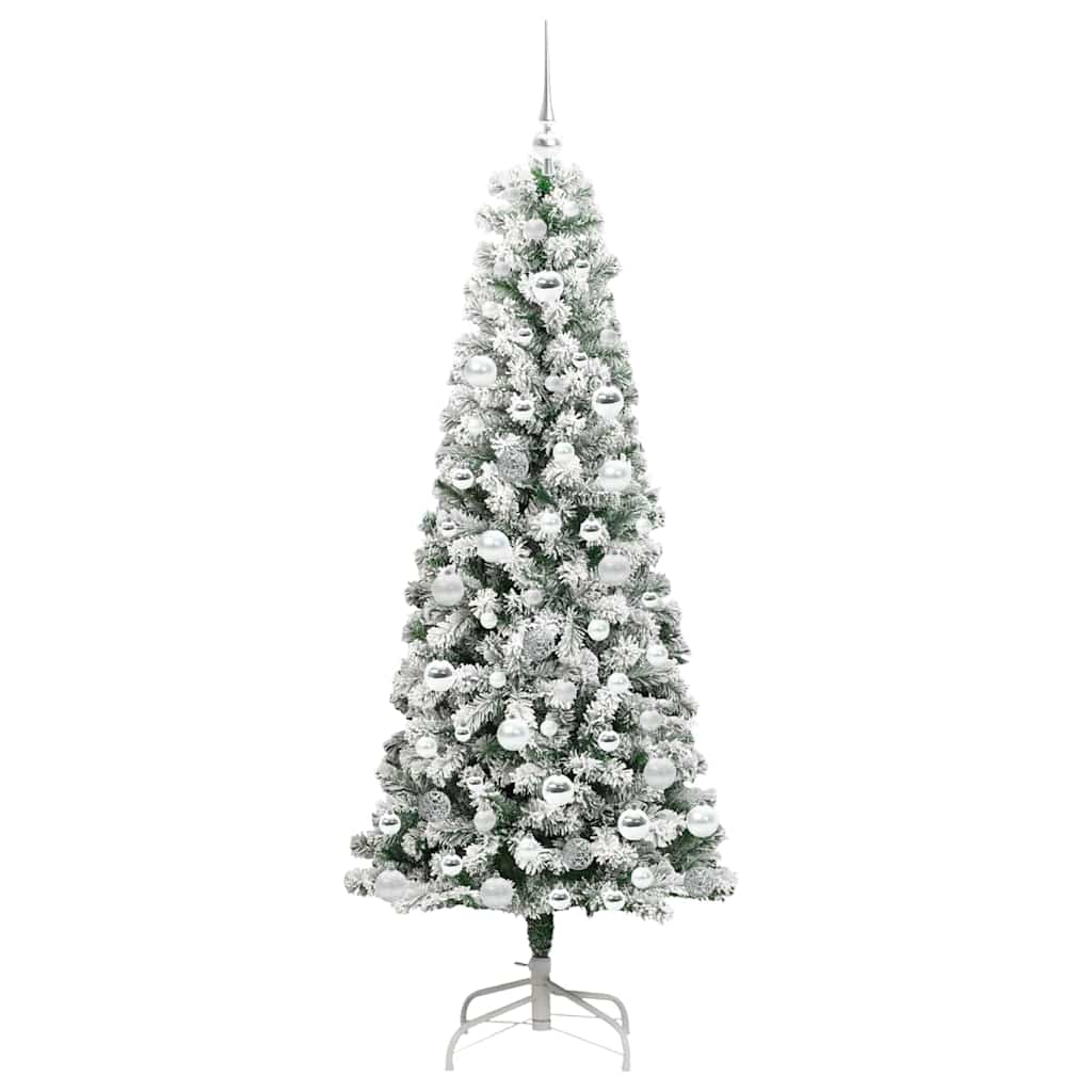 Kunstigt Hinged Juletræ med 300 LED'er Grøn og Hvid 180 cm