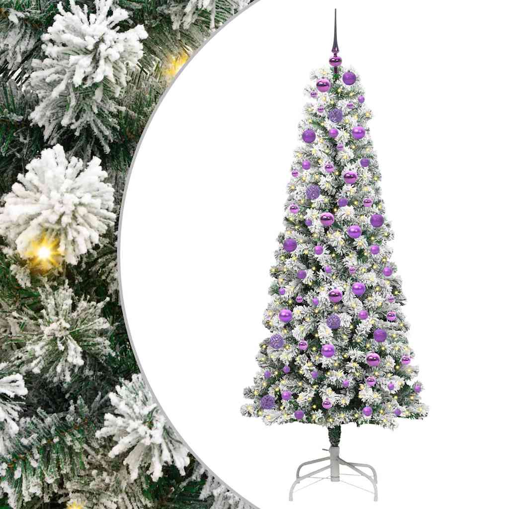 Kunstigt Hinged Juletræ med 300 LED'er Grøn og Hvid 180 cm