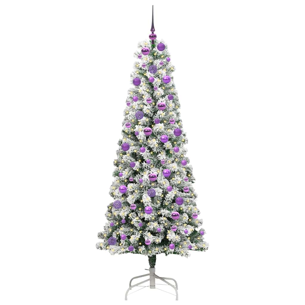 Kunstigt Hinged Juletræ med 300 LED'er Grøn og Hvid 180 cm