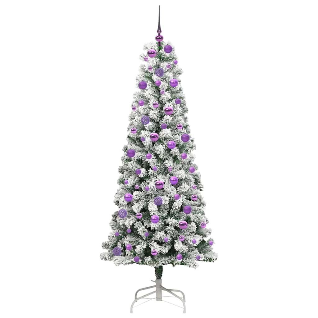 Kunstigt Hinged Juletræ med 300 LED'er Grøn og Hvid 180 cm