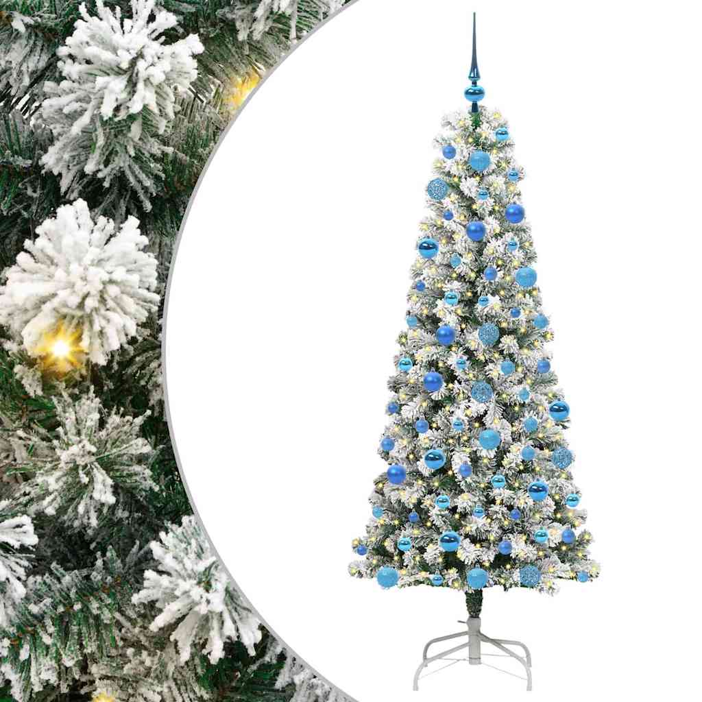 Kunstigt Hinged Juletræ med 300 LED'er Grøn og Hvid 180 cm