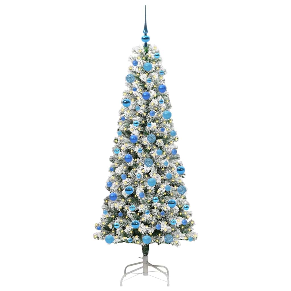 Kunstigt Hinged Juletræ med 300 LED'er Grøn og Hvid 180 cm