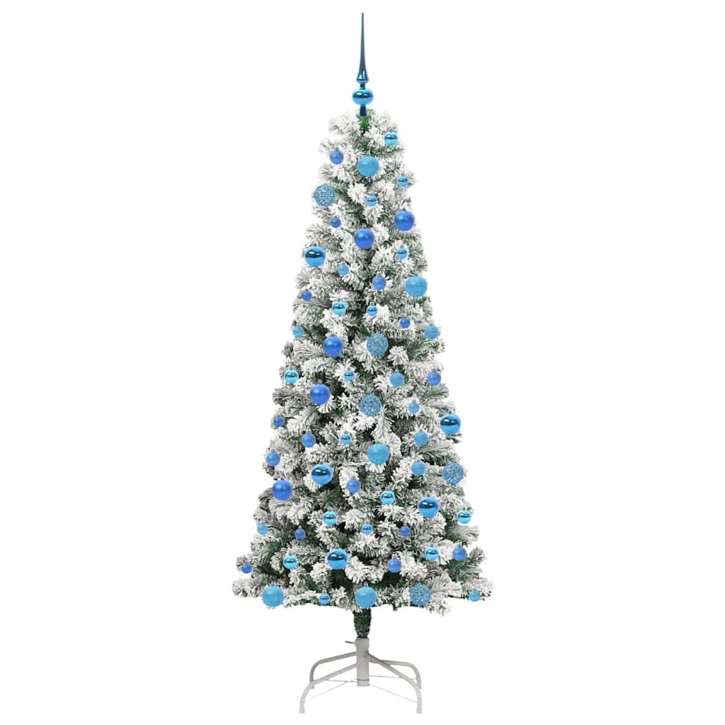 Kunstigt Hinged Juletræ med 300 LED'er Grøn og Hvid 180 cm