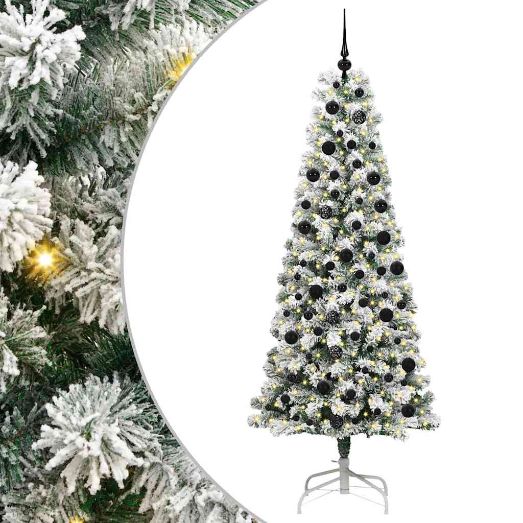 Kunstigt Hinged Juletræ med 300 LED'er Grøn og Hvid 210 cm