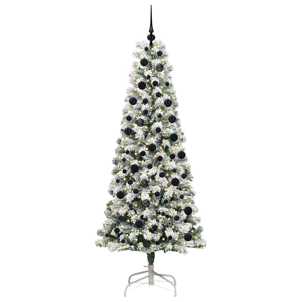 Kunstigt Hinged Juletræ med 300 LED'er Grøn og Hvid 210 cm