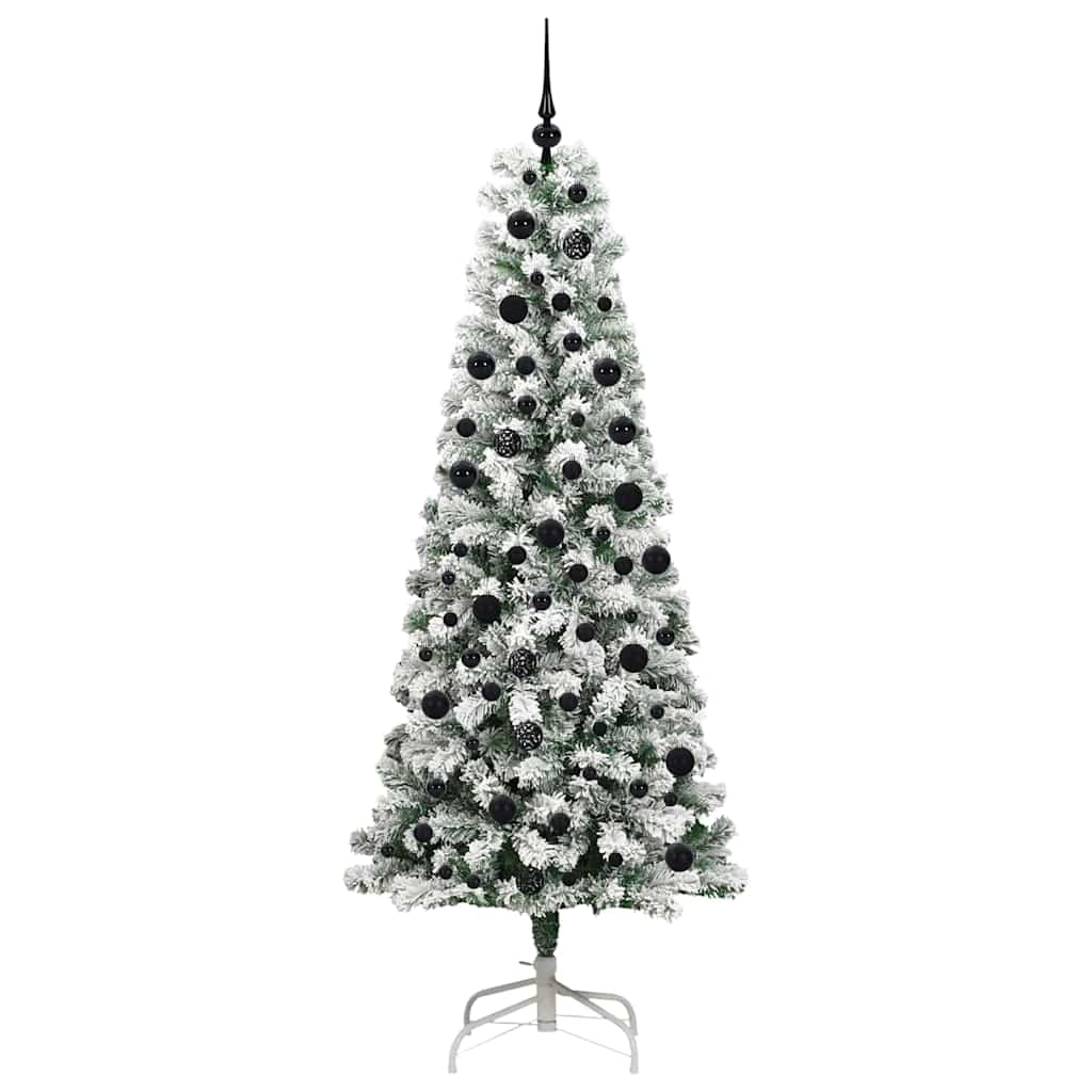 Kunstigt Hinged Juletræ med 300 LED'er Grøn og Hvid 210 cm