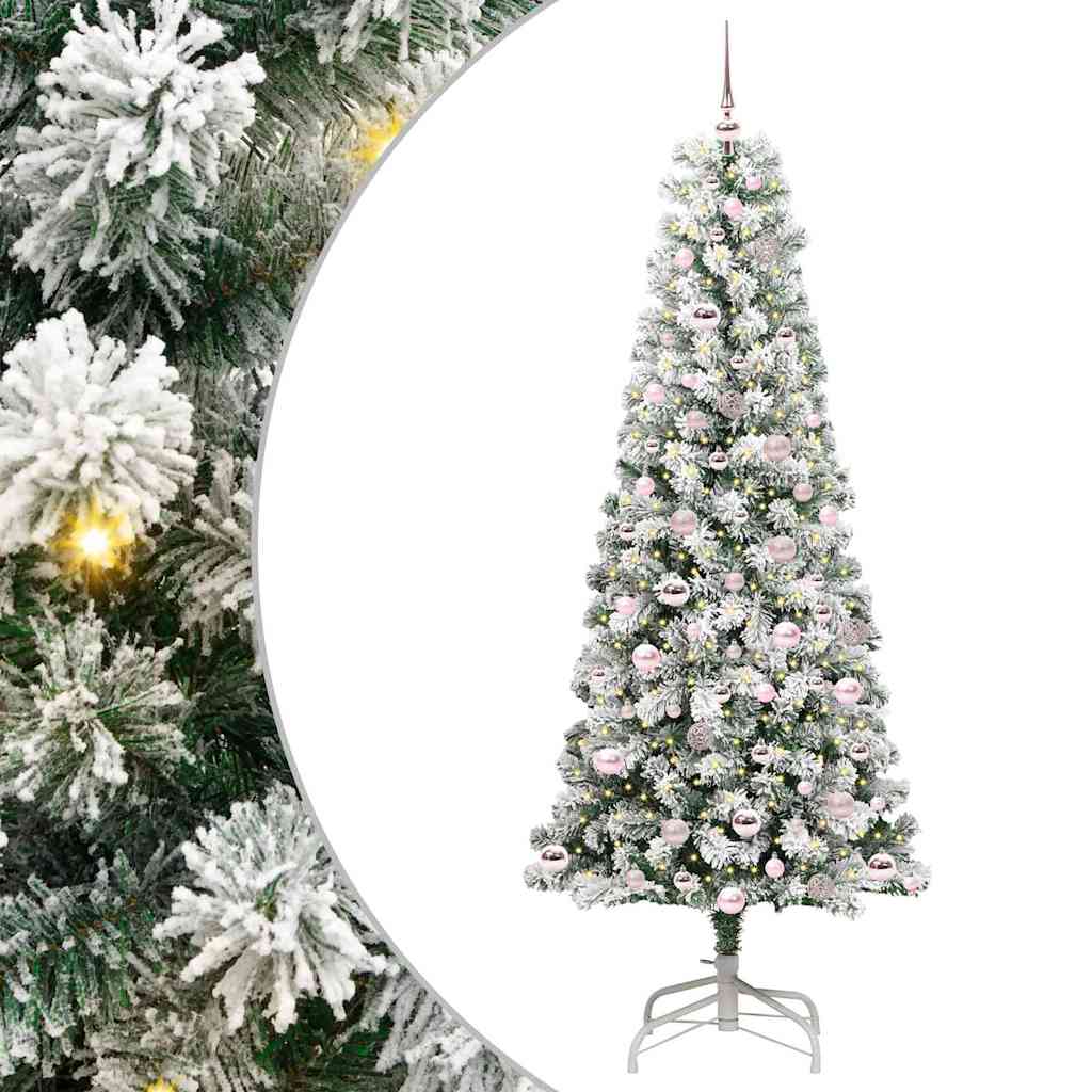 Kunstigt Hinged Juletræ med 300 LED'er Grøn og Hvid 210 cm