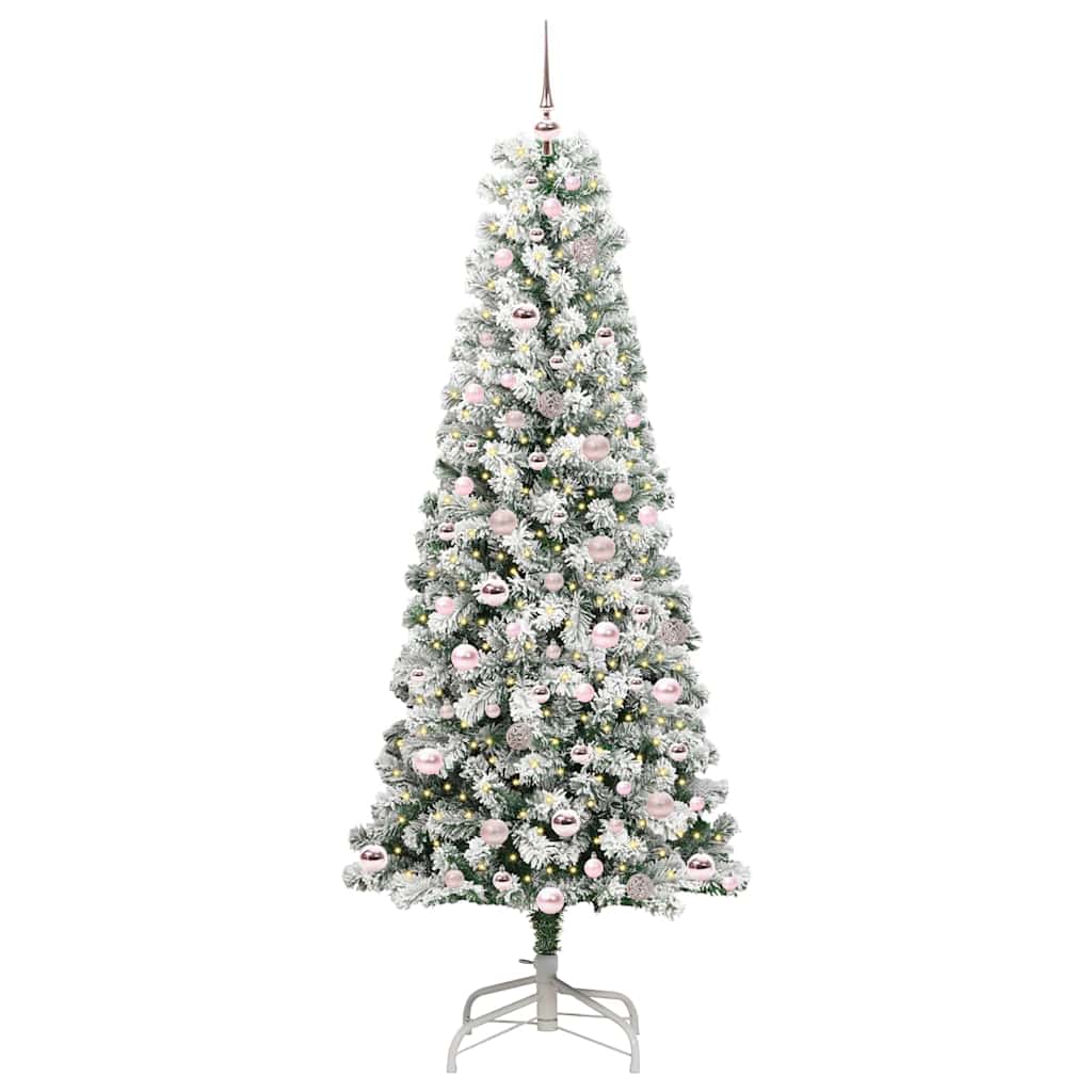 Kunstigt Hinged Juletræ med 300 LED'er Grøn og Hvid 210 cm