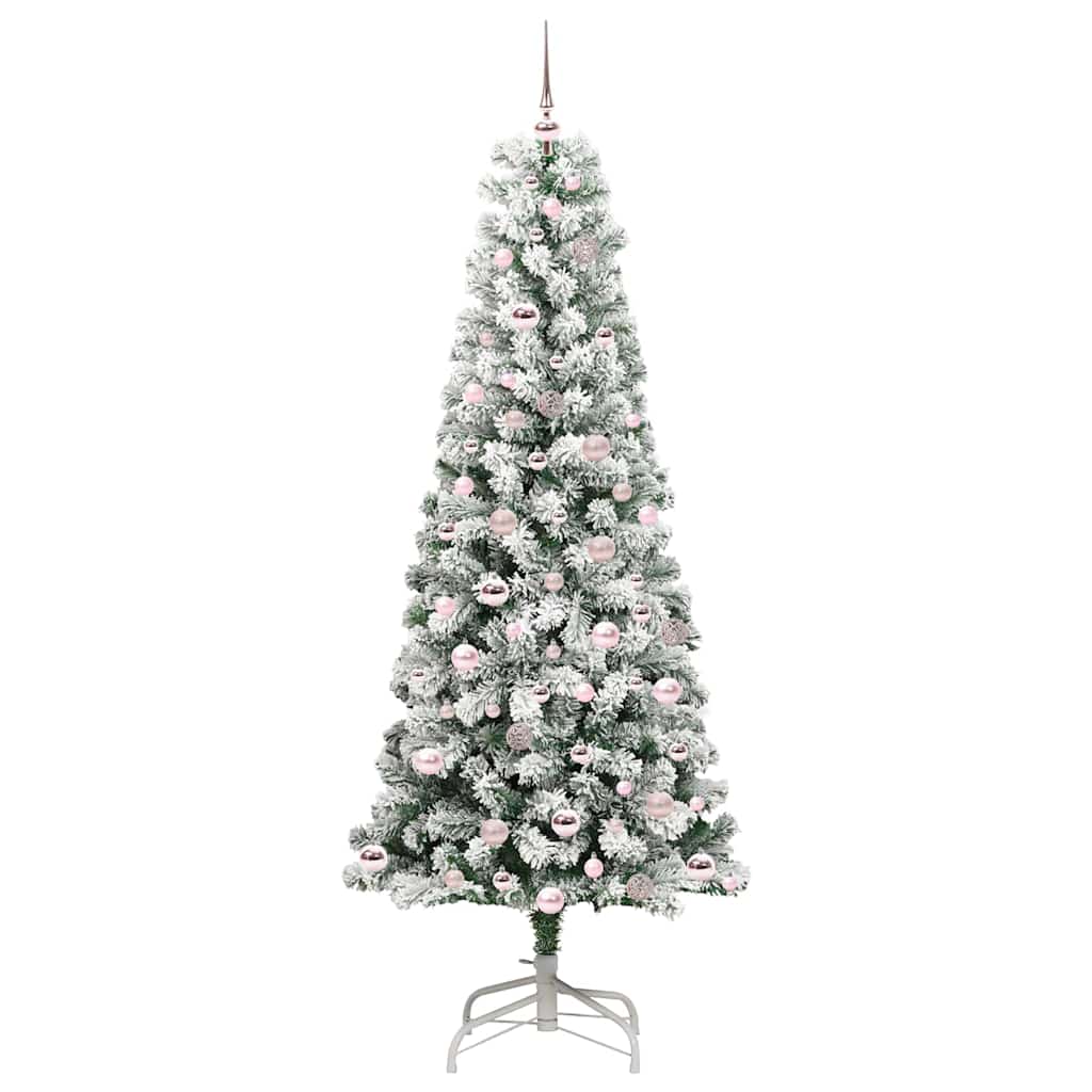 Kunstigt Hinged Juletræ med 300 LED'er Grøn og Hvid 210 cm