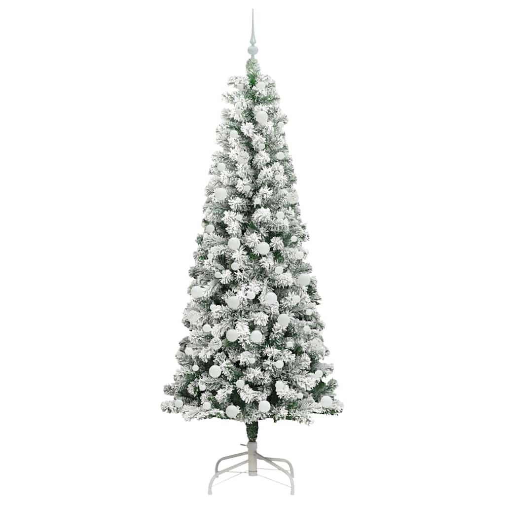 Kunstigt Hinged Juletræ med 300 LED'er Grøn og Hvid 210 cm